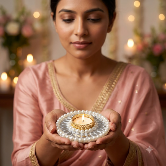 Sheesh Mahal Pearl Candle Diya